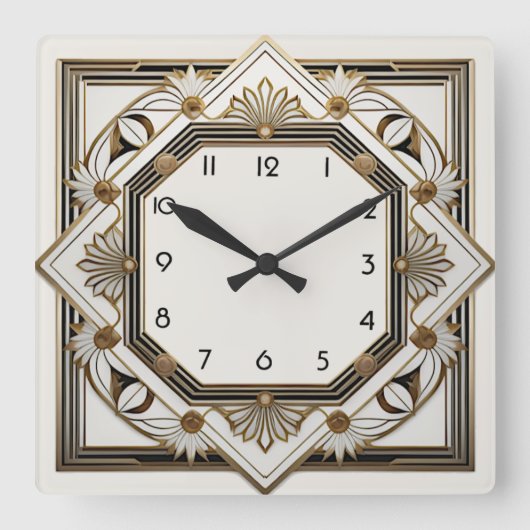 Art Deco Quadratische Wanduhr (Vorderseite)