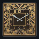Art Deco Quadratische Wanduhr<br><div class="desc">Great clock design. You will love it like others. Be free to use this design for other product you like or to customize and add your text. Follow me for more. Thank you. Have a nice day.</div>