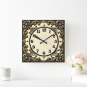 Art Deco Quadratische Wanduhr (Zuhause)