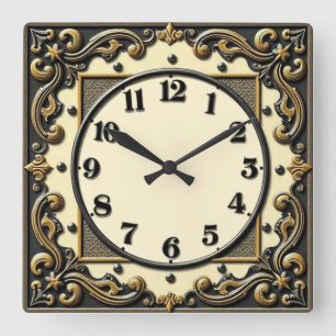 Art Deco Quadratische Wanduhr