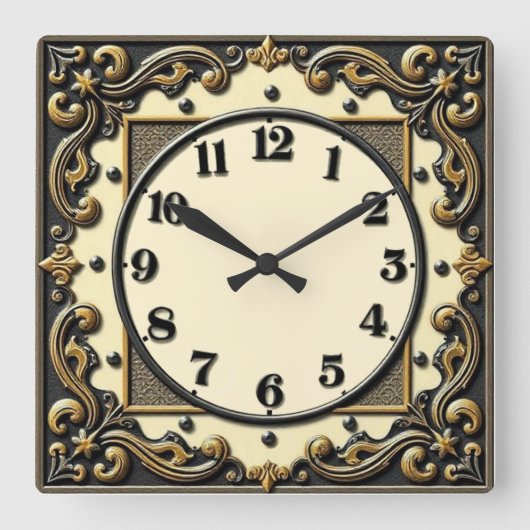 Art Deco Quadratische Wanduhr (Vorderseite)
