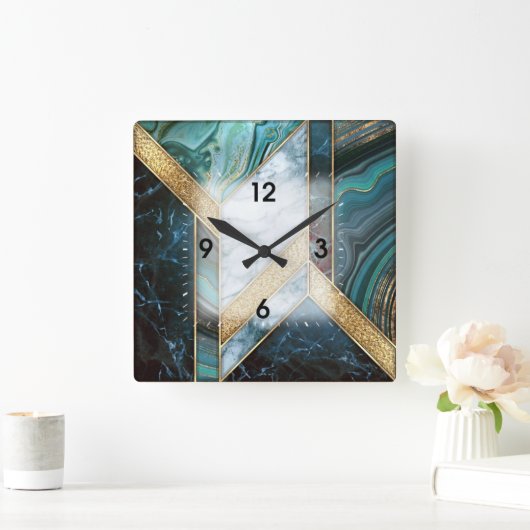 Art Deco Quadratische Wanduhr (Zuhause)