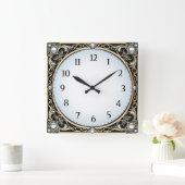 Art Deco Quadratische Wanduhr (Zuhause)