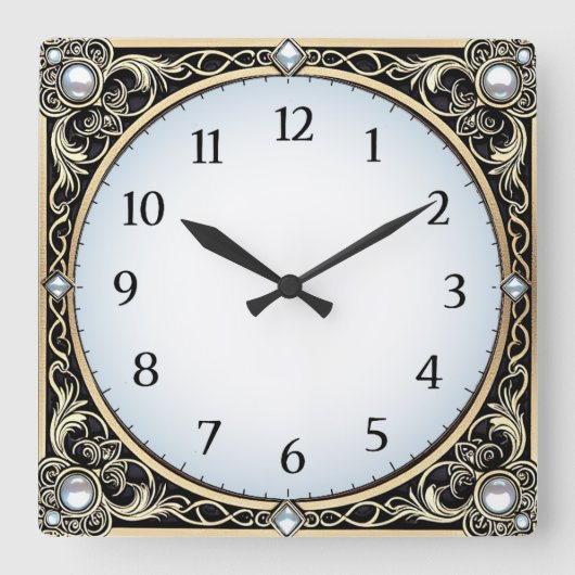 Art Deco Quadratische Wanduhr (Vorderseite)