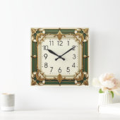 Art Deco Quadratische Wanduhr (Zuhause)