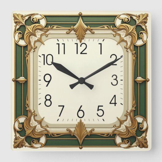 Art Deco Quadratische Wanduhr (Vorderseite)