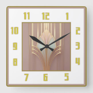 Art Deco Quadratische Wanduhr