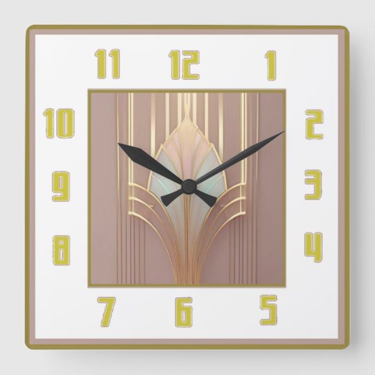 Art Deco Quadratische Wanduhr (Vorderseite)