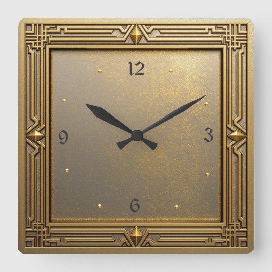 Art Deco Quadratische Wanduhr (Vorderseite)