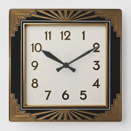 Art Deco Quadratische Wanduhr