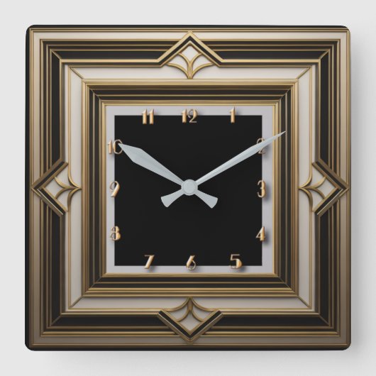 Art Deco Quadratische Wanduhr (Vorderseite)