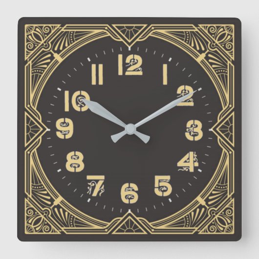 Art Deco Quadratische Wanduhr (Vorderseite)