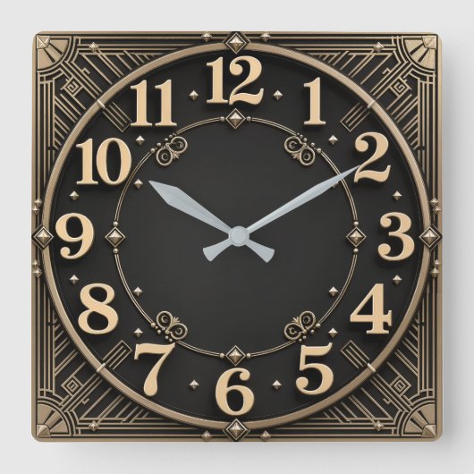 Art Deco Quadratische Wanduhr (Vorderseite)