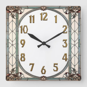 Art Deco Quadratische Wanduhr