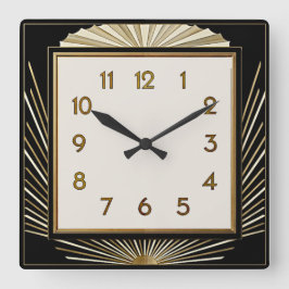 Art Deco Quadratische Wanduhr