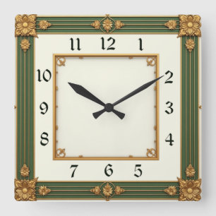Art Deco Quadratische Wanduhr
