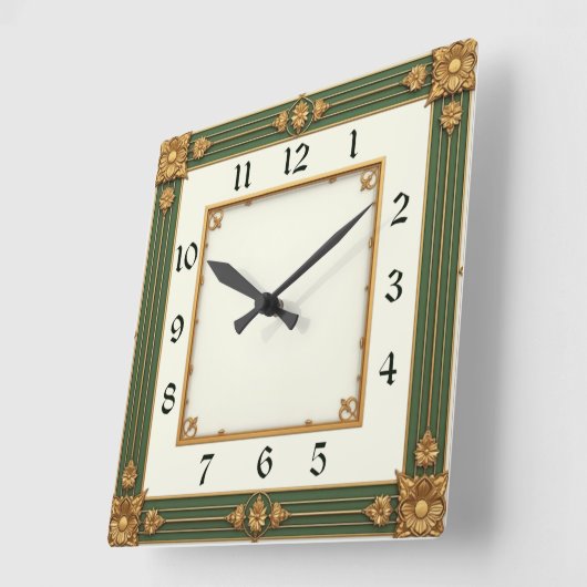 Art Deco Quadratische Wanduhr (Winkel)