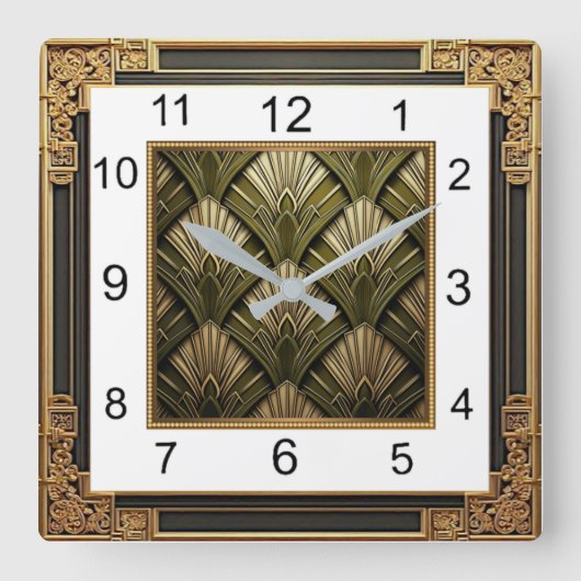 Art Deco Quadratische Wanduhr (Vorderseite)
