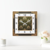 Art Deco Quadratische Wanduhr (Zuhause)