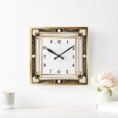 Art Deco Quadratische Wanduhr (Zuhause)