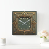 Art Deco Quadratische Wanduhr (Zuhause)