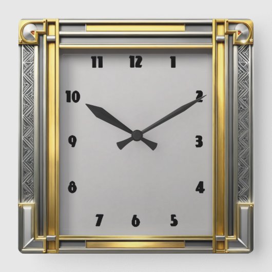Art Deco Quadratische Wanduhr (Vorderseite)