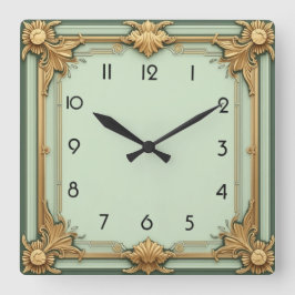 Art Deco Quadratische Wanduhr