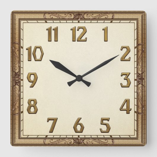 Art Deco Quadratische Wanduhr (Vorderseite)