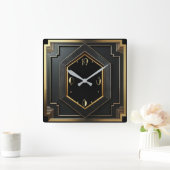 Art Deco Quadratische Wanduhr (Zuhause)
