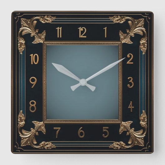 Art Deco Quadratische Wanduhr (Vorderseite)