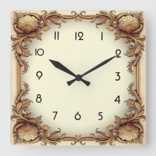 Art Deco Quadratische Wanduhr
