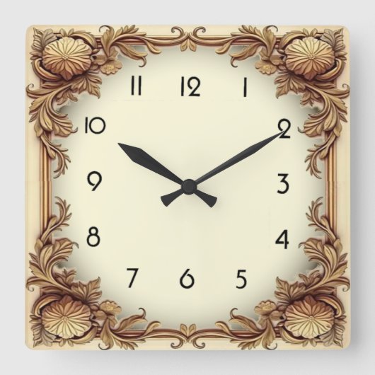 Art Deco Quadratische Wanduhr (Vorderseite)