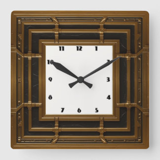 Art Deco Quadratische Wanduhr