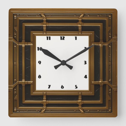 Art Deco Quadratische Wanduhr (Vorderseite)