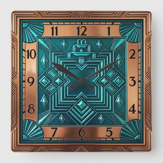 Art Deco Quadratische Wanduhr (Vorderseite)