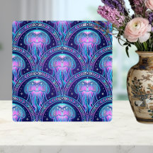 Art Deco Qualle Lila Rosa Türkis Geometrisch