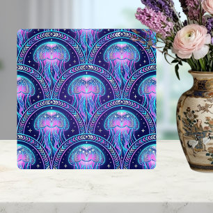 Art Deco Quallen Lila Rosa Türkis Geometrisch Fliese