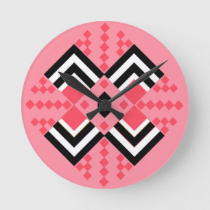Art Deco Quilt Inspiriert  Runde Wanduhr