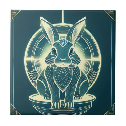 Art Deco Rabbit Tile Fliese (Vorderseite)