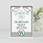 Art Deco Racing Party mit grünen Akzenten Einladung (Stehend Vorderseite)