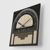 Art Deco Radiola (Sand, Dunkelgrau, Schwarz, Gold) Quadratische Wanduhr (Winkel)