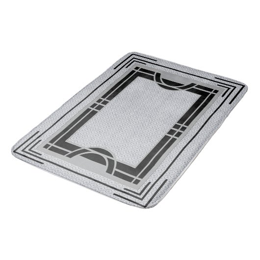 Art-Deco-Rahmen - grau und schwarz Badematte (Schrägansicht)