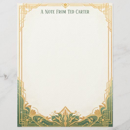 Art Deco Rahmen mit Lotus Briefpapier (Vorderseite)