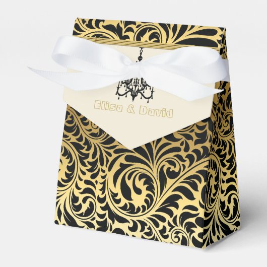 Art Deco Rahmen und Kronleuchter schwarz, goldene Geschenkschachtel (Vorderseite)