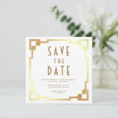 Art Deco Rahmen Weiße Hochzeit QR Code Save The Date (Stehend Vorderseite)