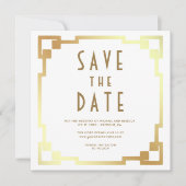 Art Deco Rahmen Weiße Hochzeit QR Code Save The Date (Vorderseite)
