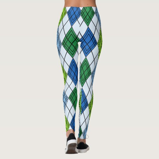 Art Deco Rain Raute Leggings (Rückseite)