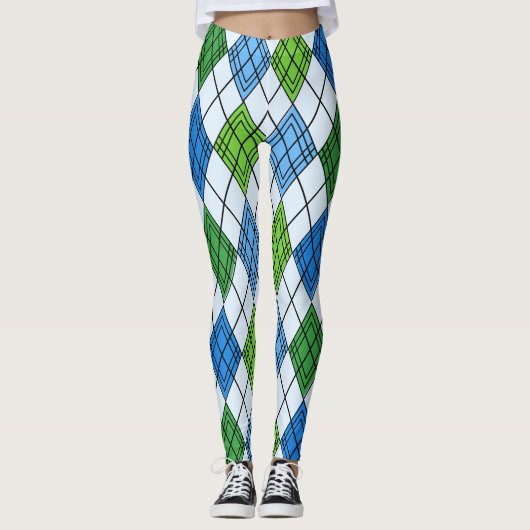Art Deco Rain Raute Leggings (Vorderseite)