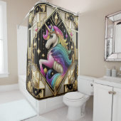 Art Deco Rainbow Faux Glitter Unicorn Duschvorhang (Beispiel)