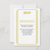 Art-Deco-Reaktion auf gestapelte Rahmen-Gold-UAWG RSVP Karte (Rückseite)